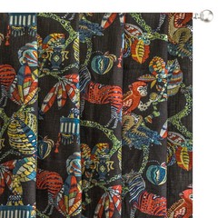 Black, Red, Green Printed Cotton Fabric by the Yard, 1 Yard Black Cotton Fabric