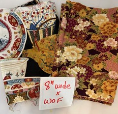 6 pound box of assorted Asian Themed 100% cotton quilting fabrics