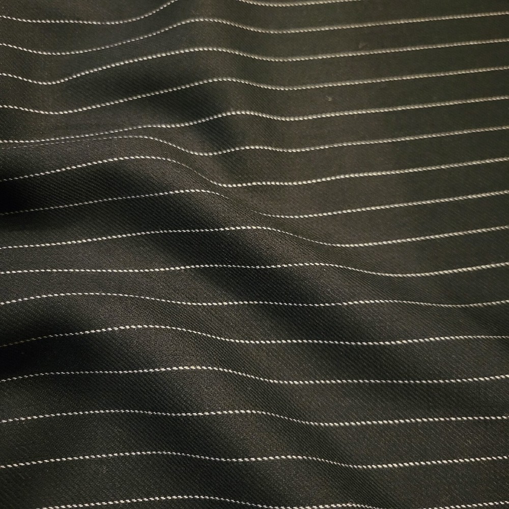 Darkest Midnight Navy 100% Wool Suiting w/ White Dotted-Look Pinstripe!