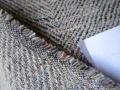 Brunschwig Fils Herringbone SARADA Texture Tan Brown Blue Upholstery Fabric 18+Y