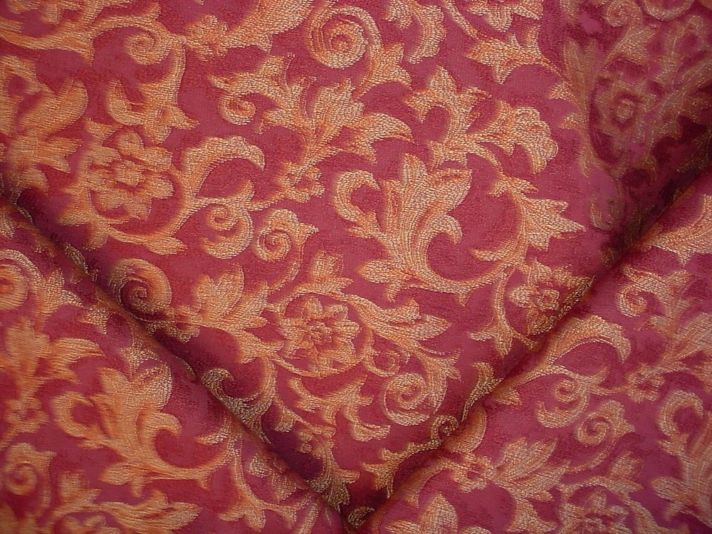 14-5/8Y Kravet 15633 Wine Red Gold Florentine Floral Damask Upholstery Fabric