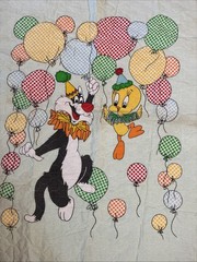 Vintage Baby Looney Tunes Fabric Panel Bugs Bunny Tweety Sylvester