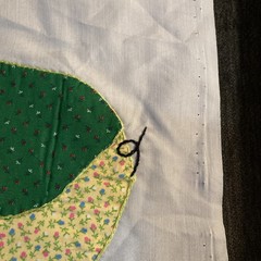 Handmade Appliqué Calico Pig Quilt Square Fabric Panel 13.5” Wide By 11.5”
