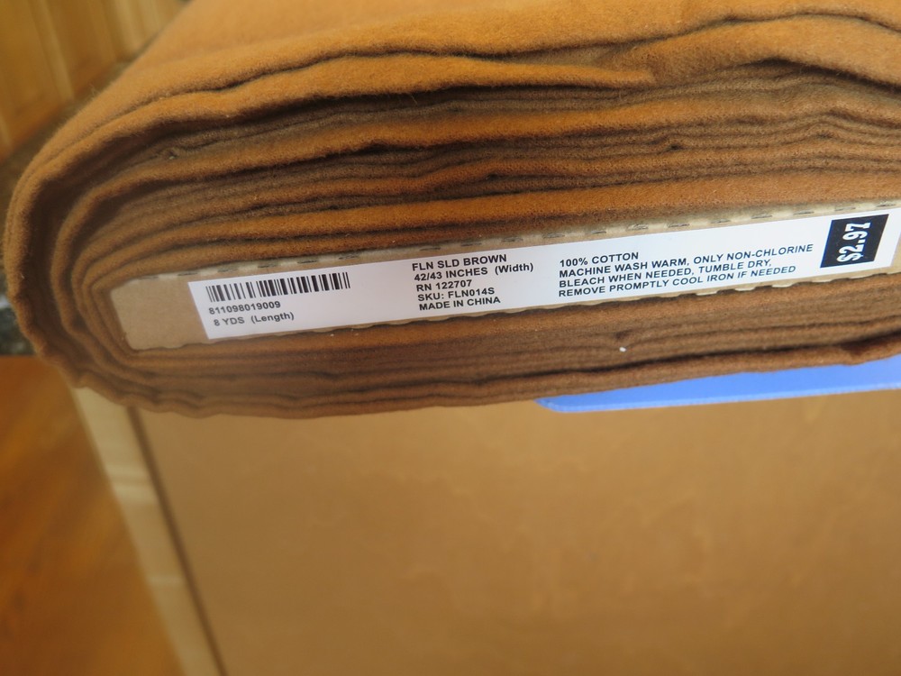 SOLID BROWN FLANNEL, SOFT, 100% COTTON 42 WIDTH, BTY 8 AVAILABLE NEW