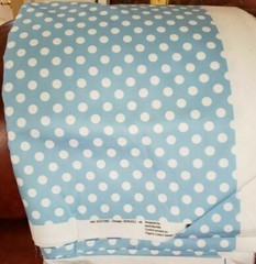SPOONFLOWER POLKA DOT BLUE/WHITE FABRIC:NEW PIECE: 1 YARD + 7 INCHES