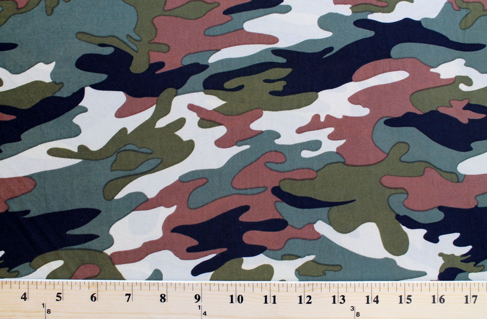 Matte’ Jersey Woodland Camo Fabric Print by the Yard D442.22