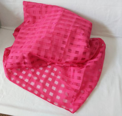Hot Pink Organza Fabric Lace Polyester Sheer Tattersall 2 2/3 Yards, 59″ Wide