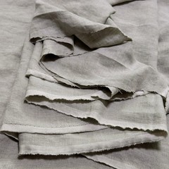 HEAVY LINEN 100% UPHOLSTERY DRAPERY FABRIC NATURAL FLAX OATMEAL BIO-WASHED 55″W