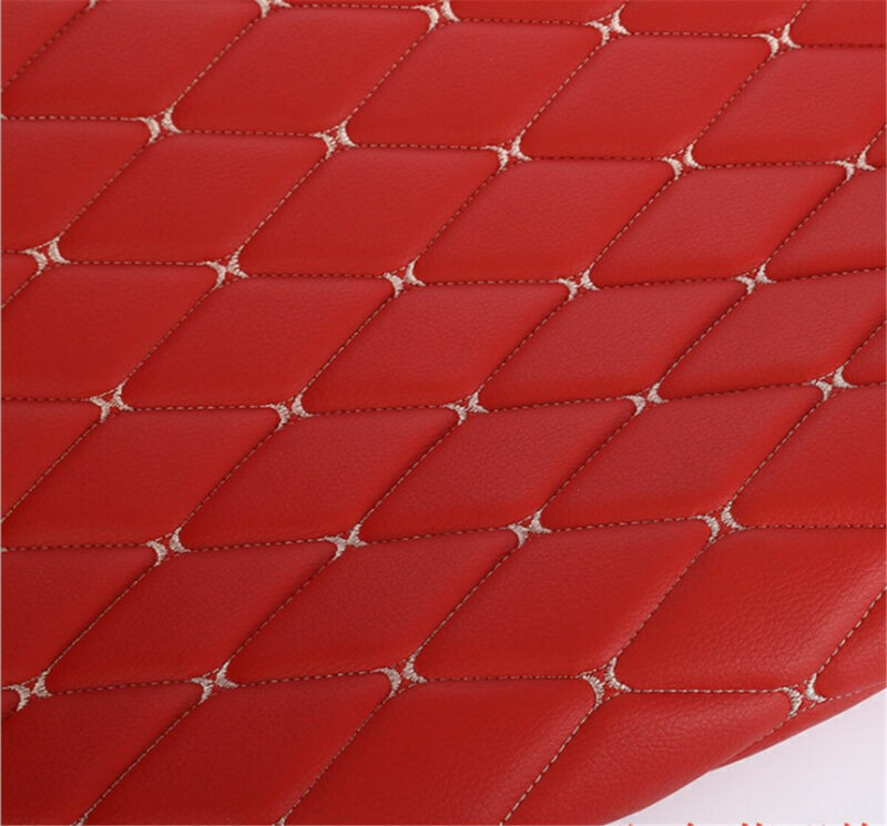Thick Faux Leather Fabric Sponge Quilted Embroidered Car Interior Material Trims