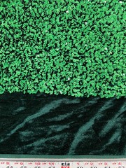 Stephanie GREEN Overlap Sequins on HUNTER GREEN Stretch Velvet Fabric by the Ya