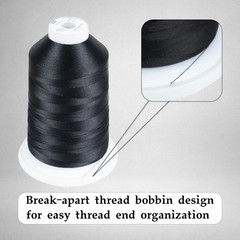 Simthread Trilobal Polyester Thread – 5000M (5500yds) 5500 yards, Black-900