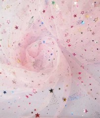 Lace Fabric Rainbow Glitter Colorful Star Tulle Mesh Fabric DIY Dress Home Decor