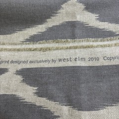 West Elm Braemore Fabric 54” x 84” Gray & Cream Geometric Design