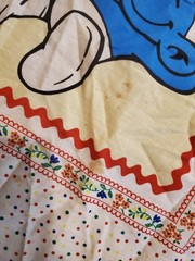 Vintage Smurfs Fabric Panel – Child Baby Quilt Blanket Cotton 43″ x 33″