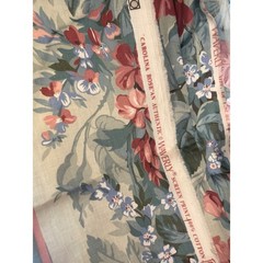 Vintage Waverly Carolina Rose Fabric Floral Stripe Cottagecore Grandmillennial