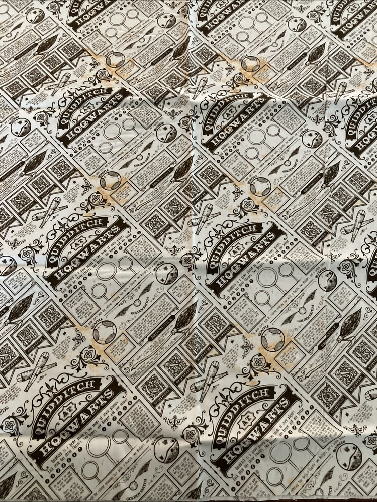 Harry Potter Quidditch Hogwarts Newspaper Cotton Fabric 1 Yard + 14”