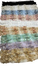 3D Floral Lace Fabric – Luxury Embroidered Bridal Mesh Material VT-36 by Yard