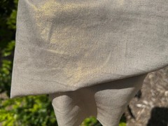 100% Linen Fabric with Gold Metallic Print–166gsm-4.9oz., BTY, Swatch Available