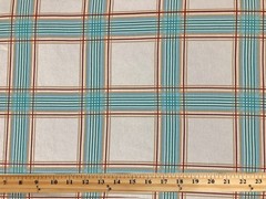 Rib Knit Ivory Plaid Teal & Sky Blue 4 Way Stretch 60″W By Yard-RBPR102