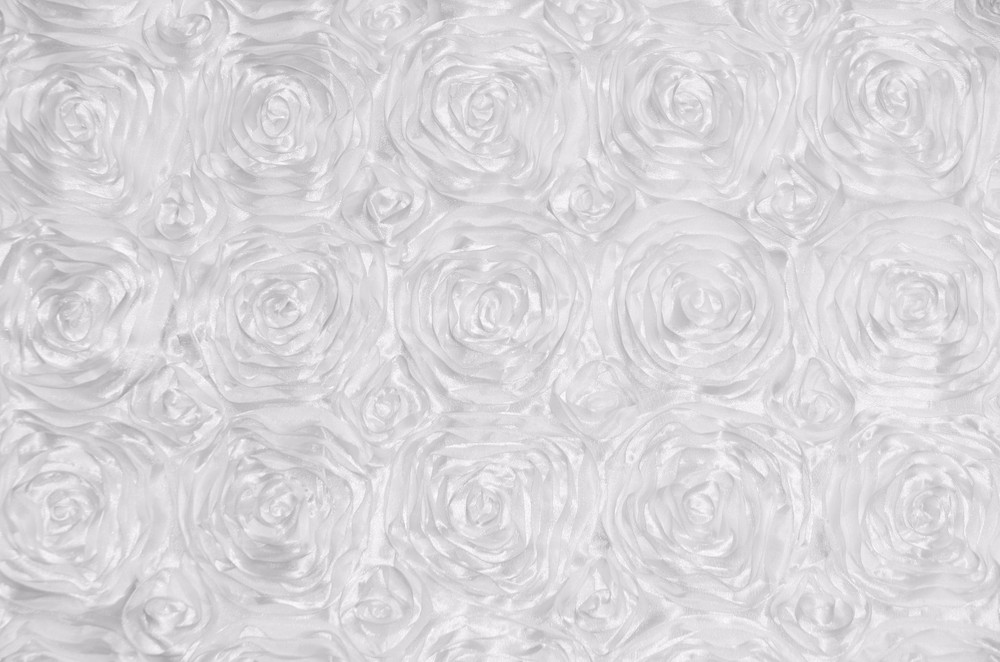 SATIN ROSETTE 3D FLORAL EMBROIDER BACKDROP WHITE WEDDING EMBROIDER BY THE YARD