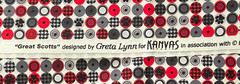 Great Scotts RED Black GRAY Houndstooth Dog Paw Circle Kanvas Cotton Fabric 1 yd
