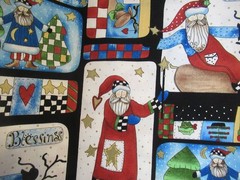 Alma Lynn FOR HI-FASHION FABRICS Santa Squares Metallic Gold VTG 19978 1YX43