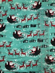 4.5 Yards Super Snuggle Flannel Cotton Fabric Santa Christmas Joann Retro Style