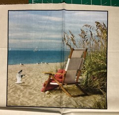 REALISTIC BEACH SCENES COASTAL LIFE SEASIDE 6 BLOCK COTTON FABRIC PANEL