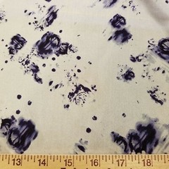 White China Silk w/ Navy Blue Abstract Floral – Semi-Sheer, Light! LAST PIECE!