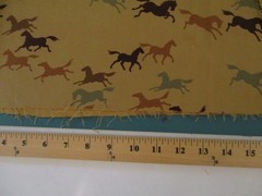Synthetic Fabric Remnant Piece Poly Suede Wild Running Horse on Tan