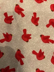 Christmas Red Cardinals Cotton Fabric 2 Yards 42 Wide