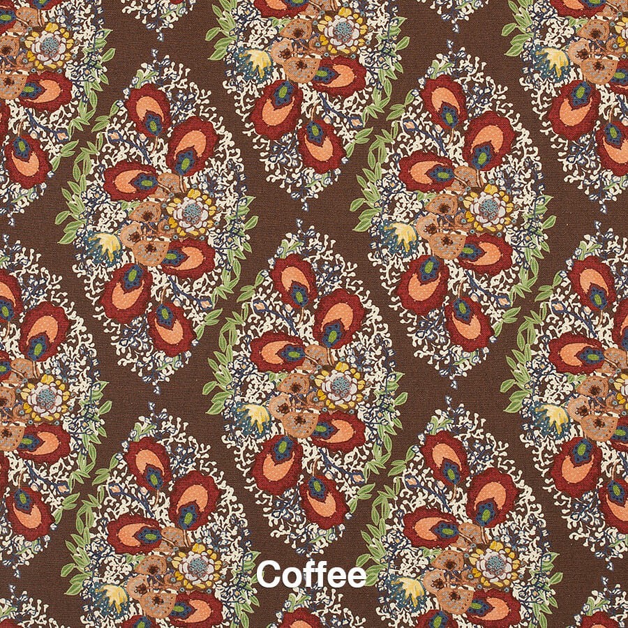 Ferrick Mason Large Paisley Linen Print Fabric- Heather / Coffee 8 yds FM 4860