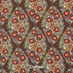 Ferrick Mason Large Paisley Linen Print Fabric- Heather / Coffee 8 yds FM 4860