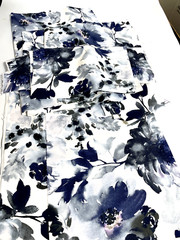 Blue Flower Fabric Pieces Largest size 60x40cm Upholstery Cushions Various Sizes