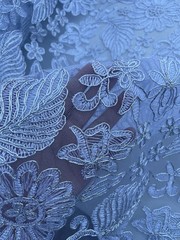 White Lace Fabric Floral Pattern Embroidery Scalloped DIY Wedding Party Decor