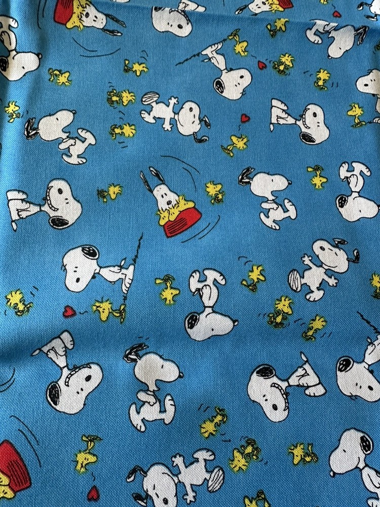 Snoopy Woodstock Peanuts Comics Characters Dogbowl Fabric Print: 19 1/2” x 43”