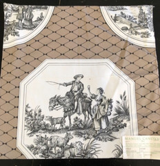 MANUEL CANOVAS Fleury in Taupe 17 x 17 1/2″ Pastoral Cotton Fabric Sample