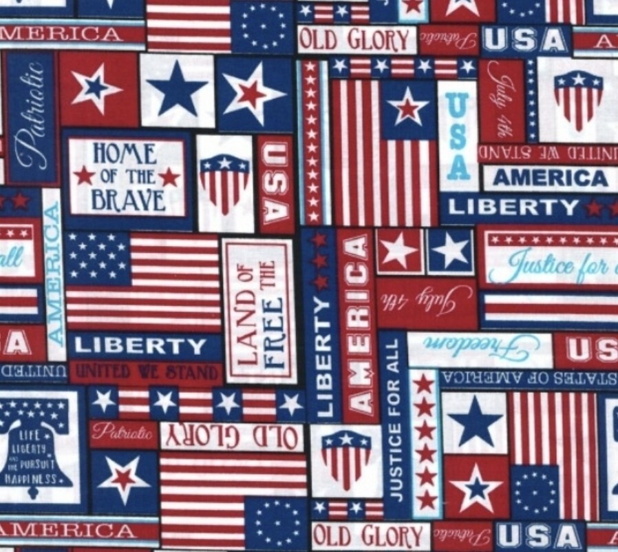 USA Flag, Patriotic Words Fabric•1yd BTY! 100% Cotton•Multi!Fast Ship!