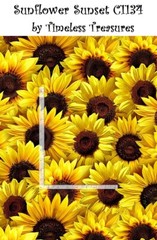 Sunflower Sunset Cotton Quilt fabric by Timeless BTY C1133 Small Leafy Flowers