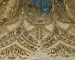 Gold Beaded Sequins Embroidery Lace Fabric 50” Width By The Yard