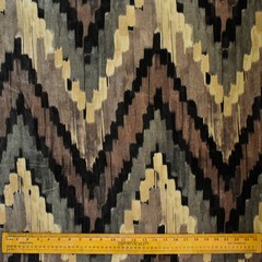 Beige, Brown, Gray & Black Chevron Digital Printed Velvet Fabric By The Yard