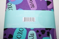 Waverly Purple Blue Fabric So Cute XOXO Hearts 100% Cotton 1 Yard 36 x 44 in NEW