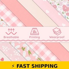 Aubliss 8pcs Cotton Fat Quarter Fabric Bundles – Sweet Pink
