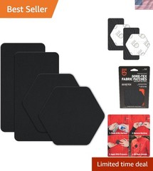 Durable 2-Pack GORE-TEX Fabric Patches: Hexagon & Rectangle Sizes Included