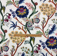 BALLARD DESIGNS MILLIE BLUE BUTTERFLY FLORAL VINE DESIGNER FABRIC BY YARD 54″W