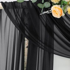 Black Sheer Gothic Wedding Draping Fabric Outdoor Curtain Arch Decor 29x20Ft