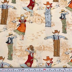 VTG Golden Farm Alexander Henry Fabrics 2004 Scarecrows Cotton by the HALF YARD