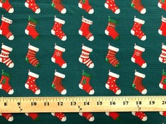 Bullet Knit Christmas Fabric Red Stockings Hunter Green 56″W Yard-BPR190