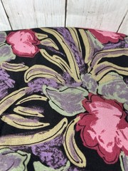 Fabric Rayon Black Stylized Floral 4.50 Yard 38″ Wide Unbranded Washed Vintage