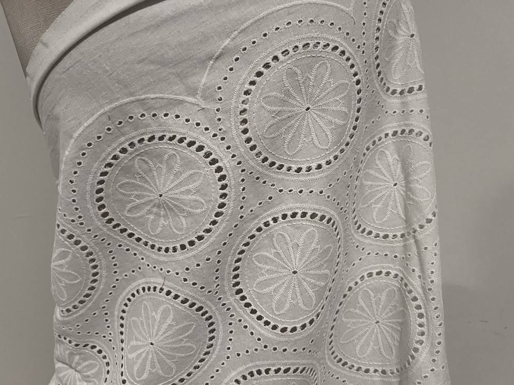 WHITE Cotton Embroidery Fabric 54” Width Sold By The Yard